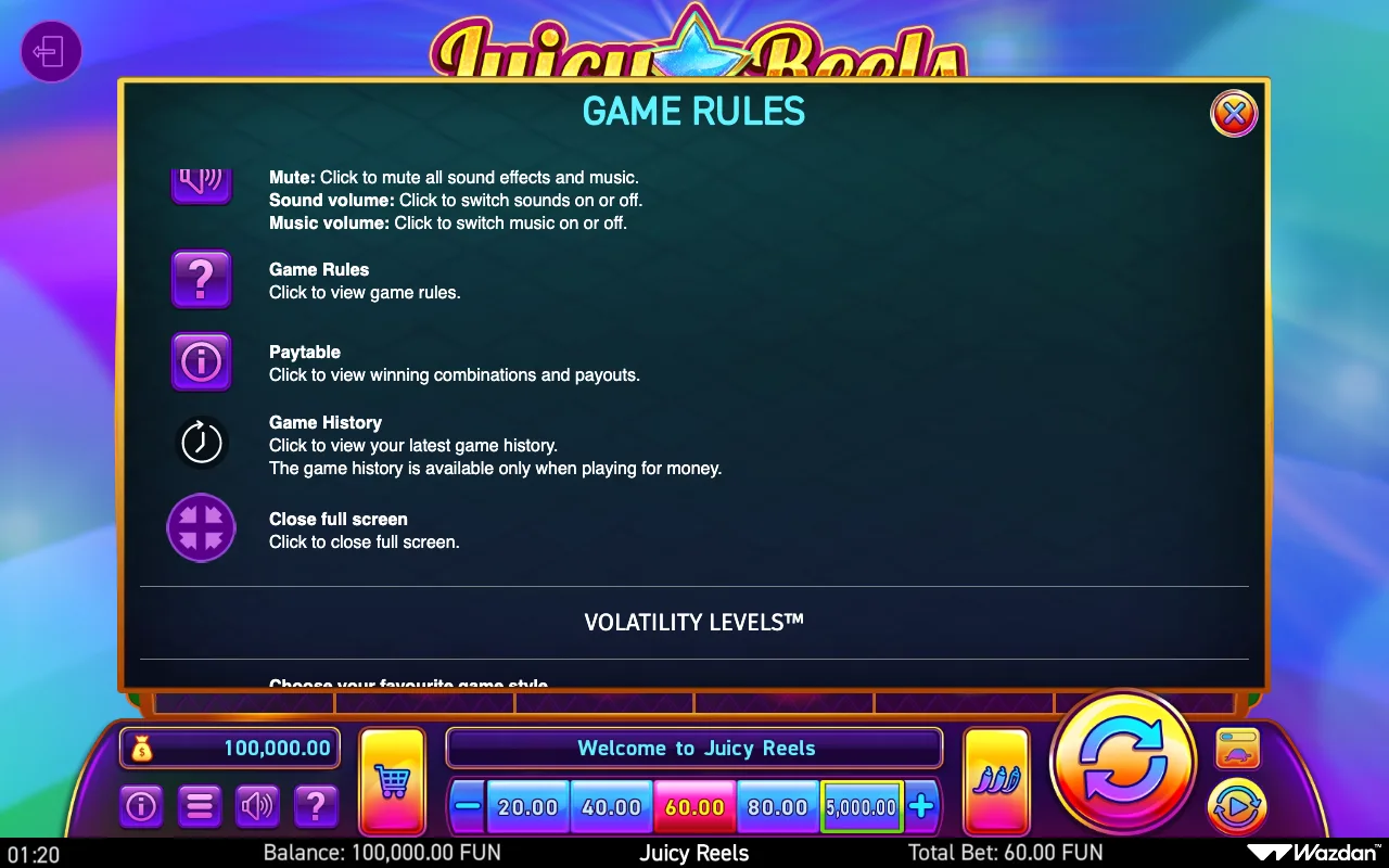 Game rules, page 6 — Juicy Reels