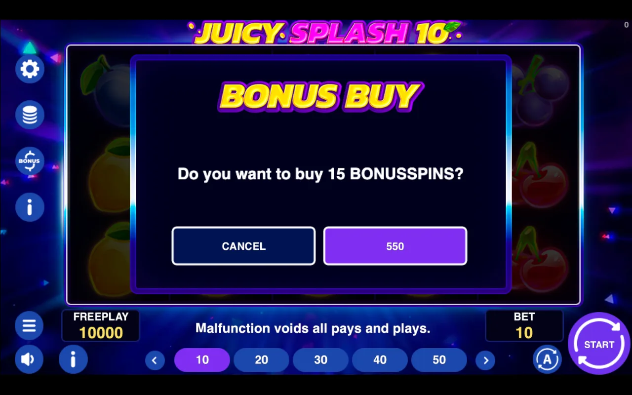 Buying the feature — Juicy Splash 10
