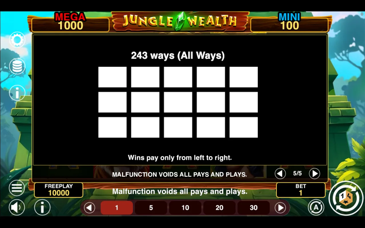 Game rules, page 5 — Jungle Wealth Hold And Win