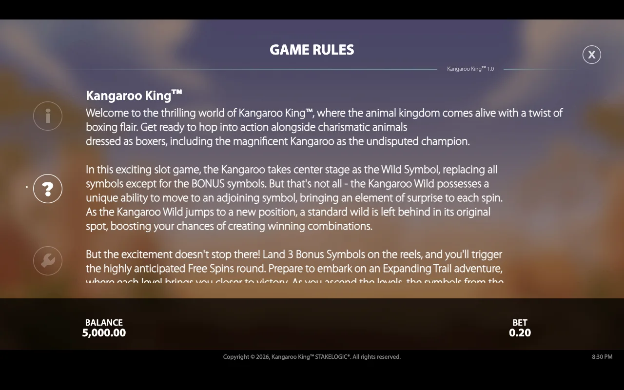 Game rules — Kangaroo King