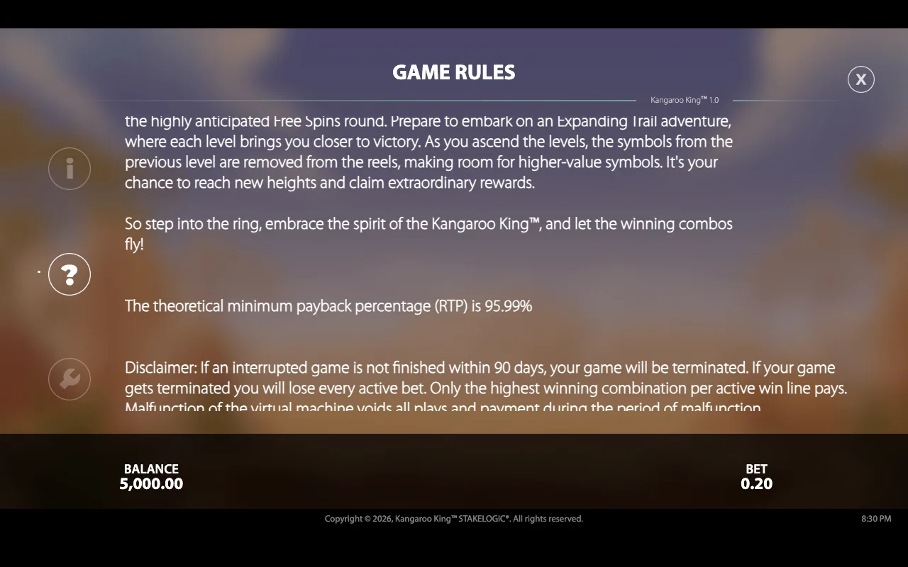 Game rules — Kangaroo King