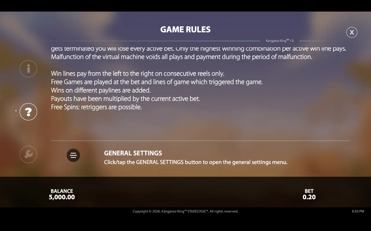 Game rules — Kangaroo King