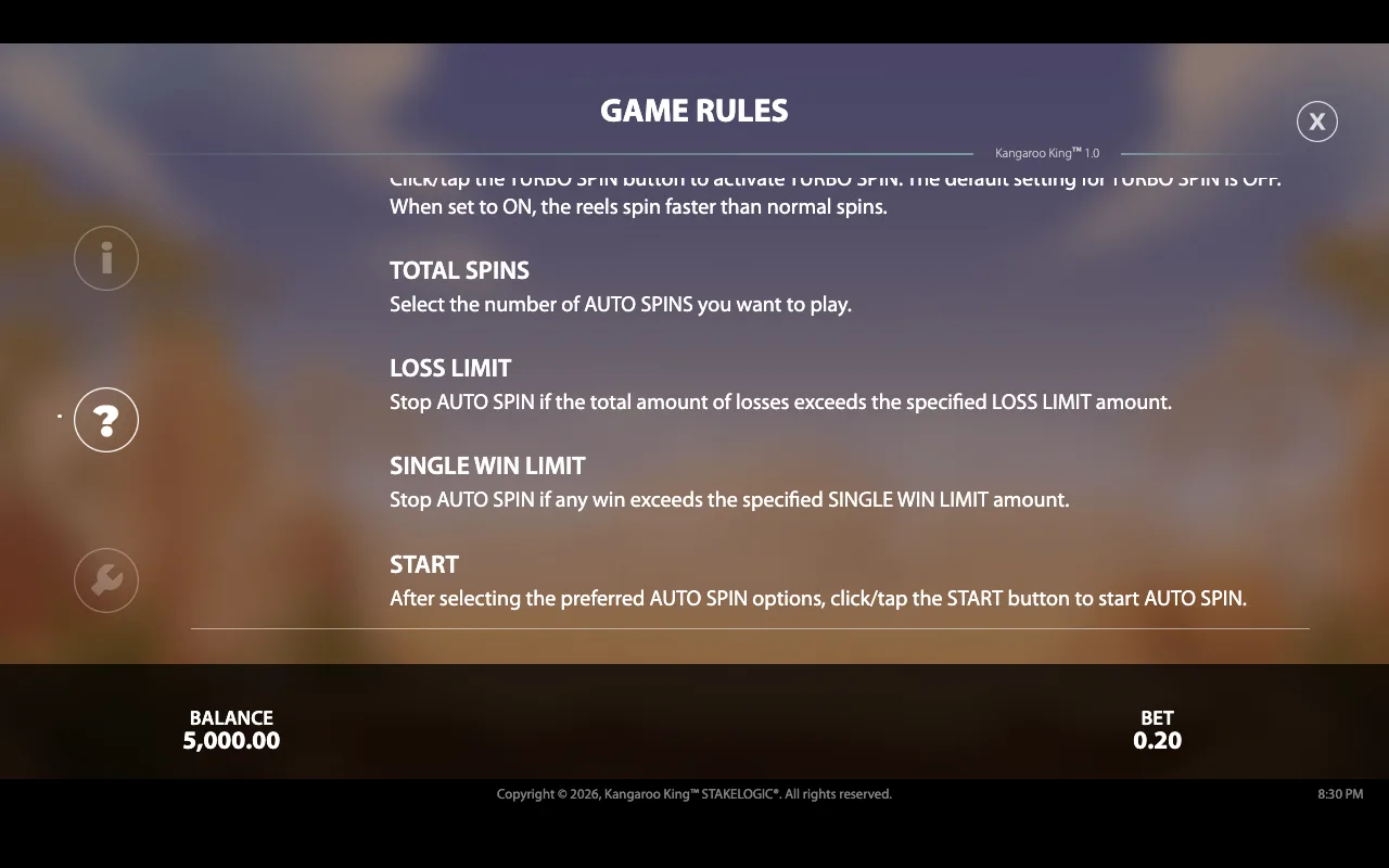 Game rules — Kangaroo King