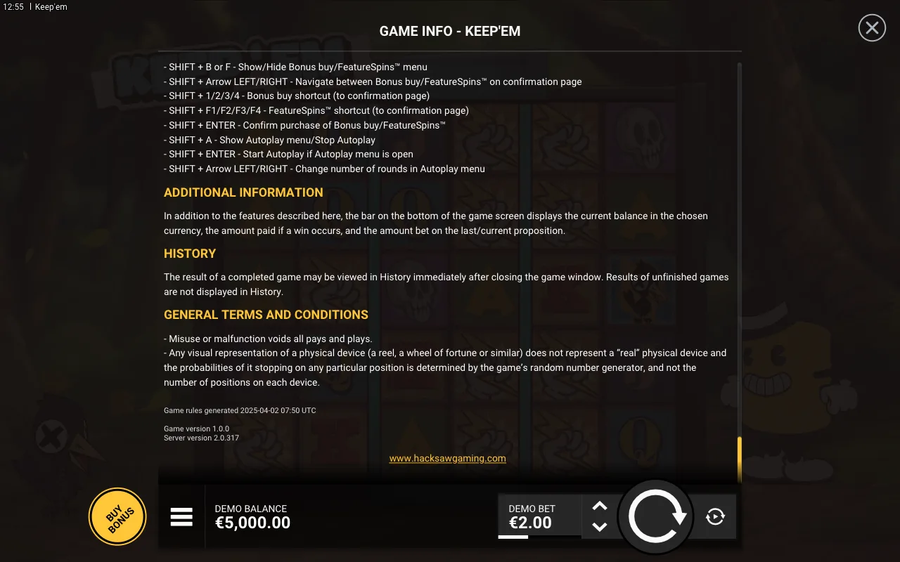 Game rules, page 9 — Keep'em