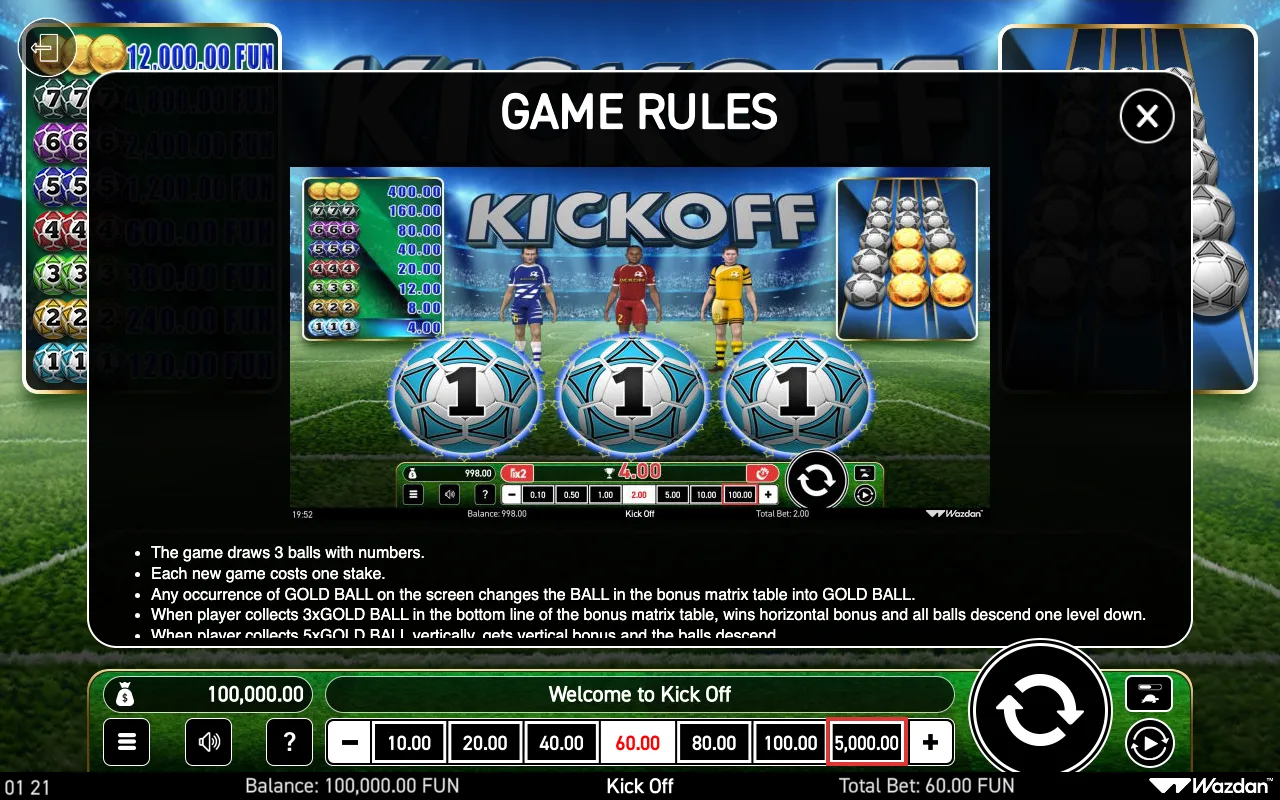 Game rules, page 1 — Kick Off
