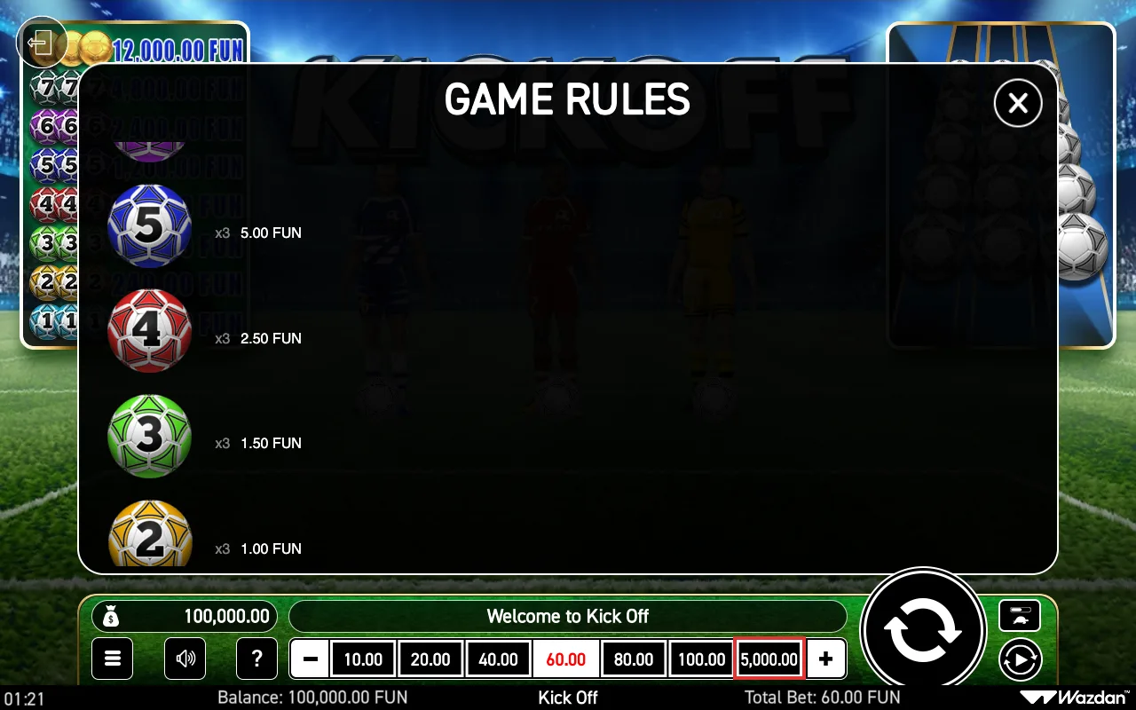 Game rules — Kick Off
