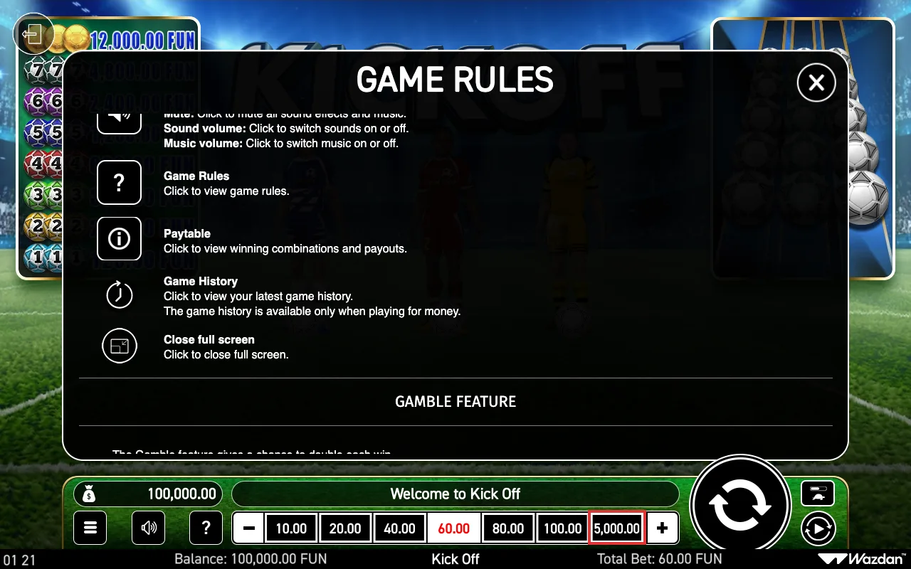 Game rules, page 5 — Kick Off
