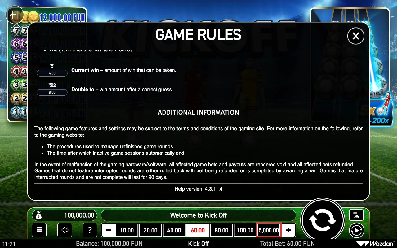 Game rules, page 6 — Kick Off