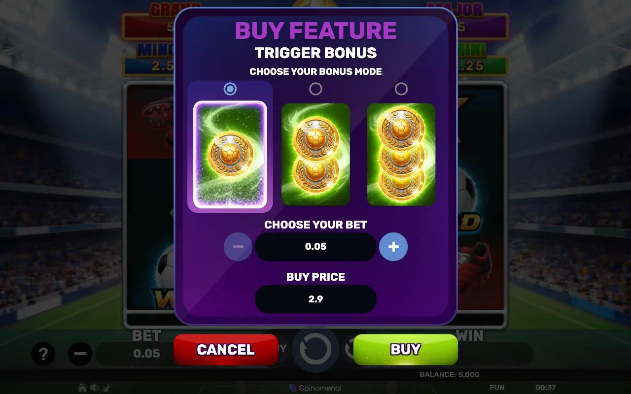 Buying the feature — Kickoff Kings Holdhit 3x3