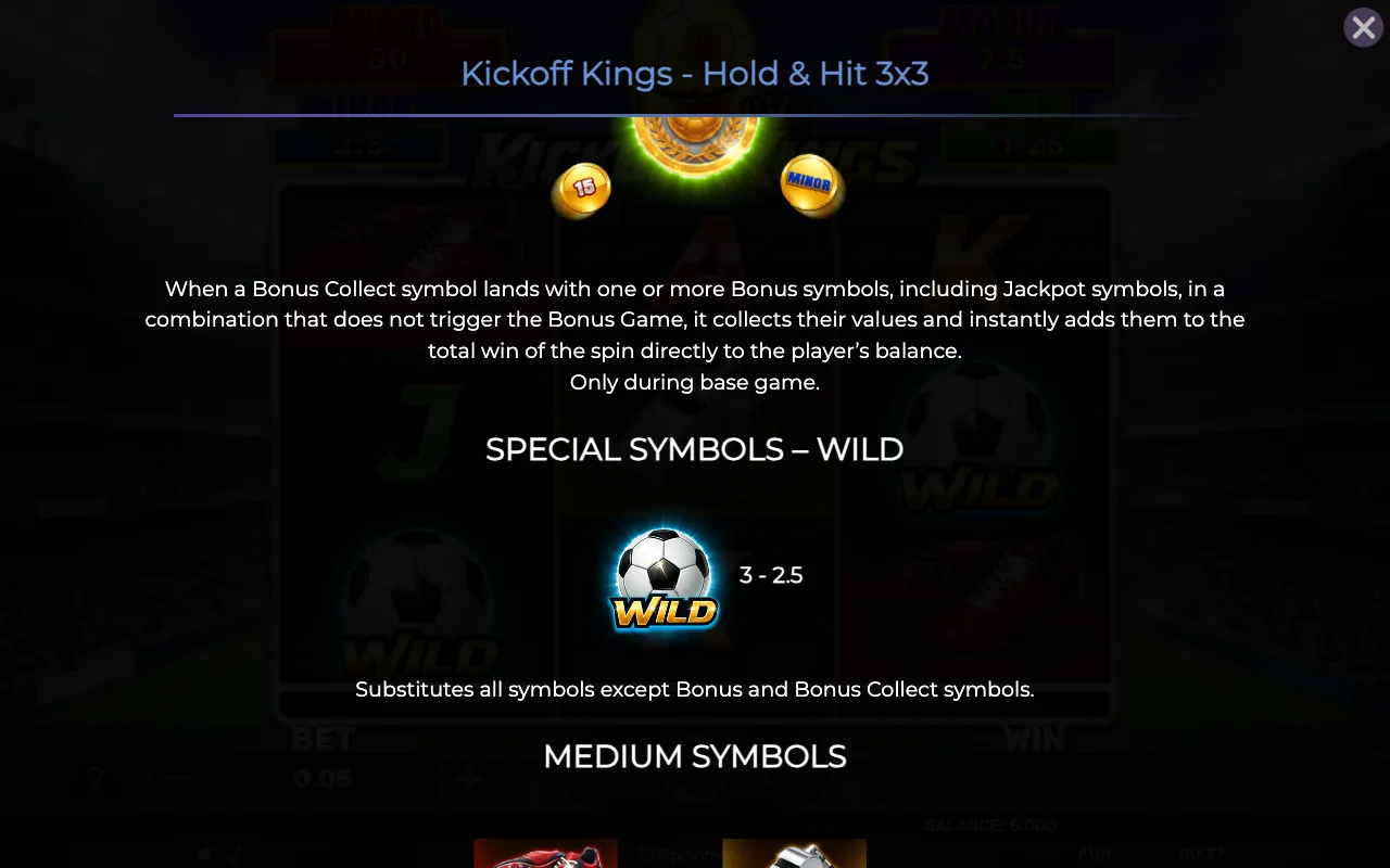 Special symbols - wild — Kickoff Kings Holdhit 3x3