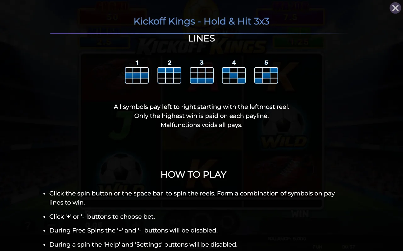 Lines — Kickoff Kings Holdhit 3x3