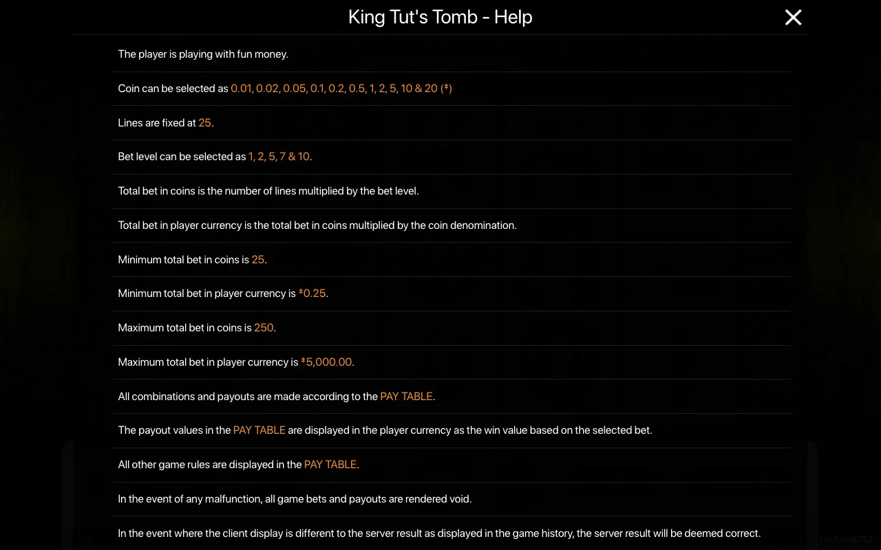 Spielregeln, Seite 1 — King Tuts Tomb