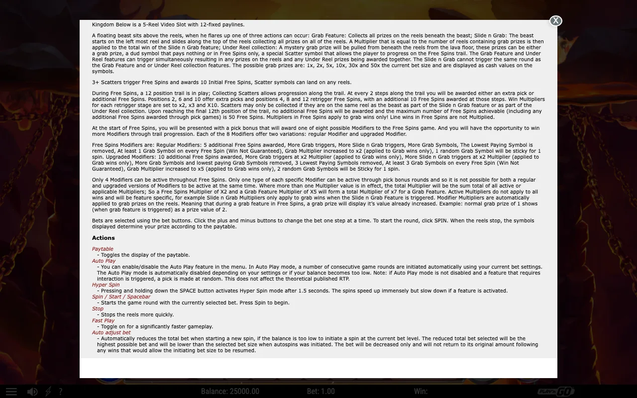 Game rules, page 2 — Kingdom Below