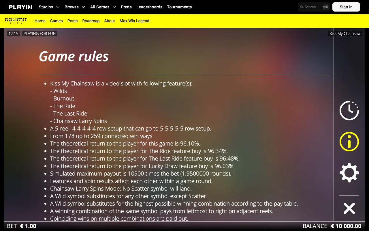 Game rules, page 1 — Kiss My Chainsaw
