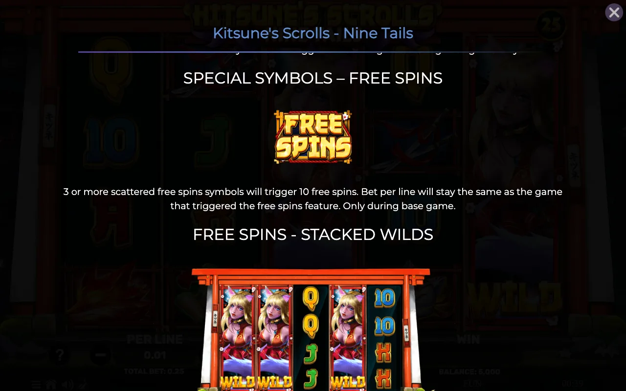 Special symbols - free spins — Kitsunes Scrolls Nine Tails