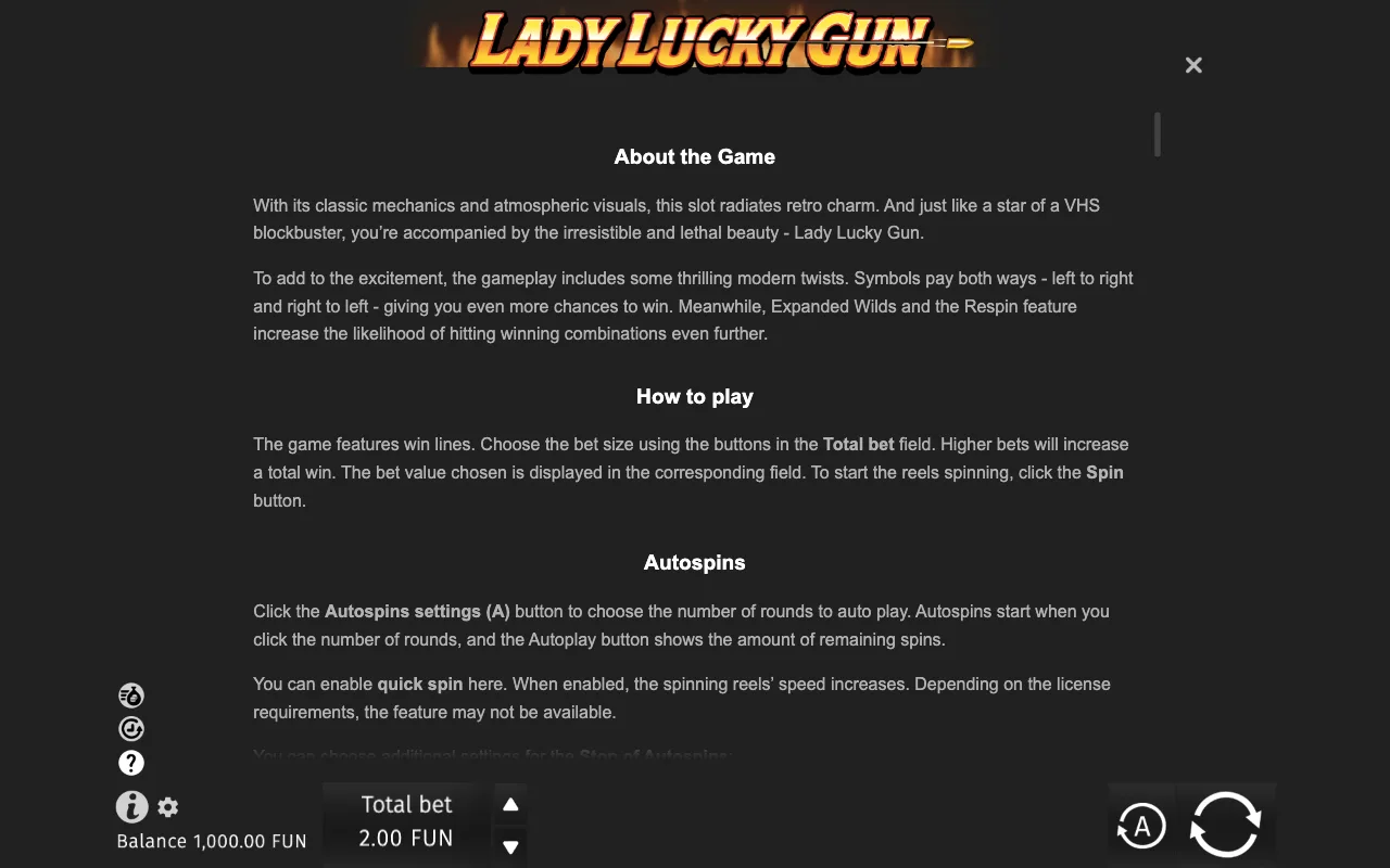 Game rules, page 6 — Lady Lucky Gun