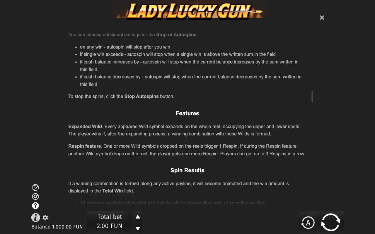 Game rules, page 7 — Lady Lucky Gun