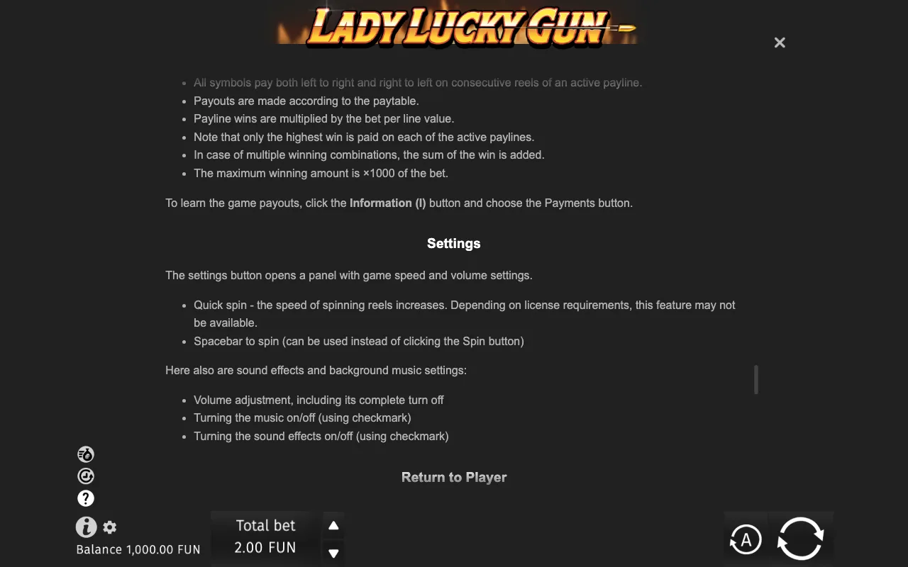 Game rules, page 8 — Lady Lucky Gun