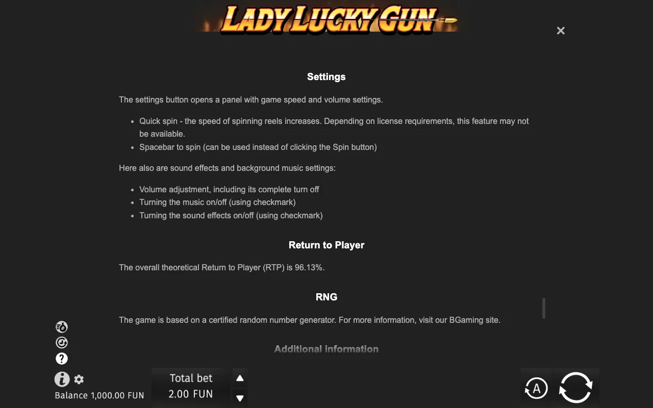 Game rules, page 9 — Lady Lucky Gun