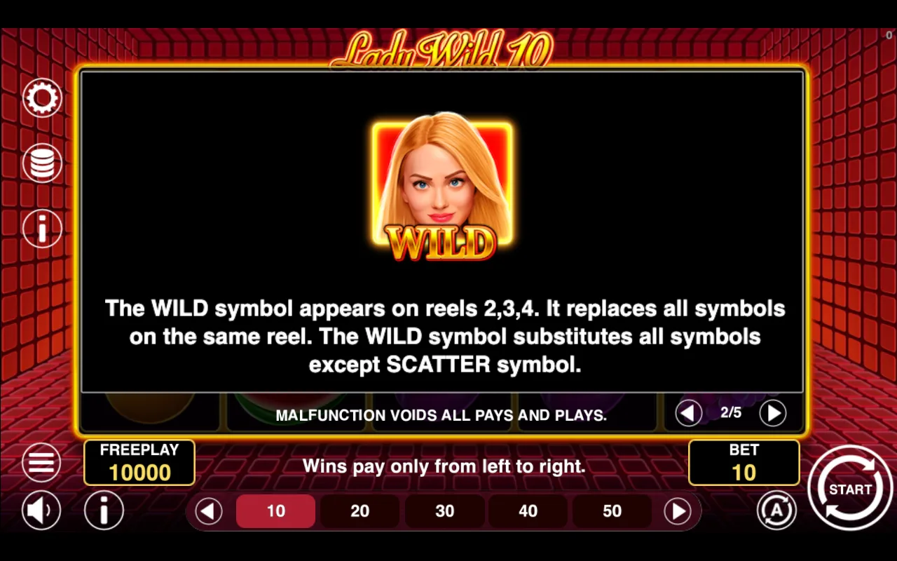 Game rules, page 2 — Lady Wild 10