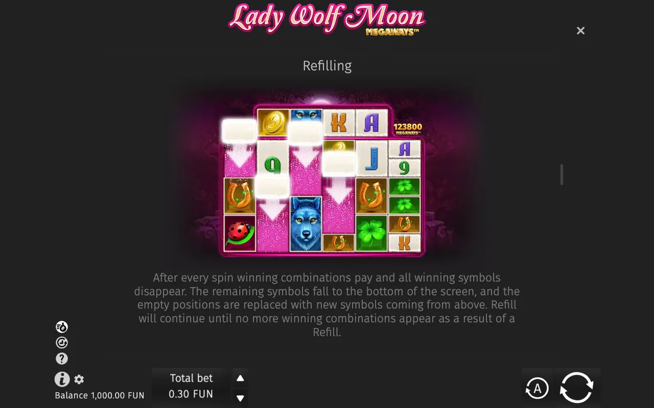 Game rules, page 3 — Lady Wolf Moon Megaways