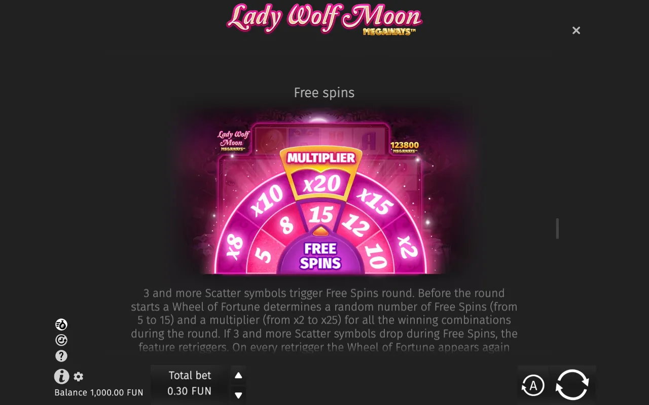 Game rules, page 4 — Lady Wolf Moon Megaways