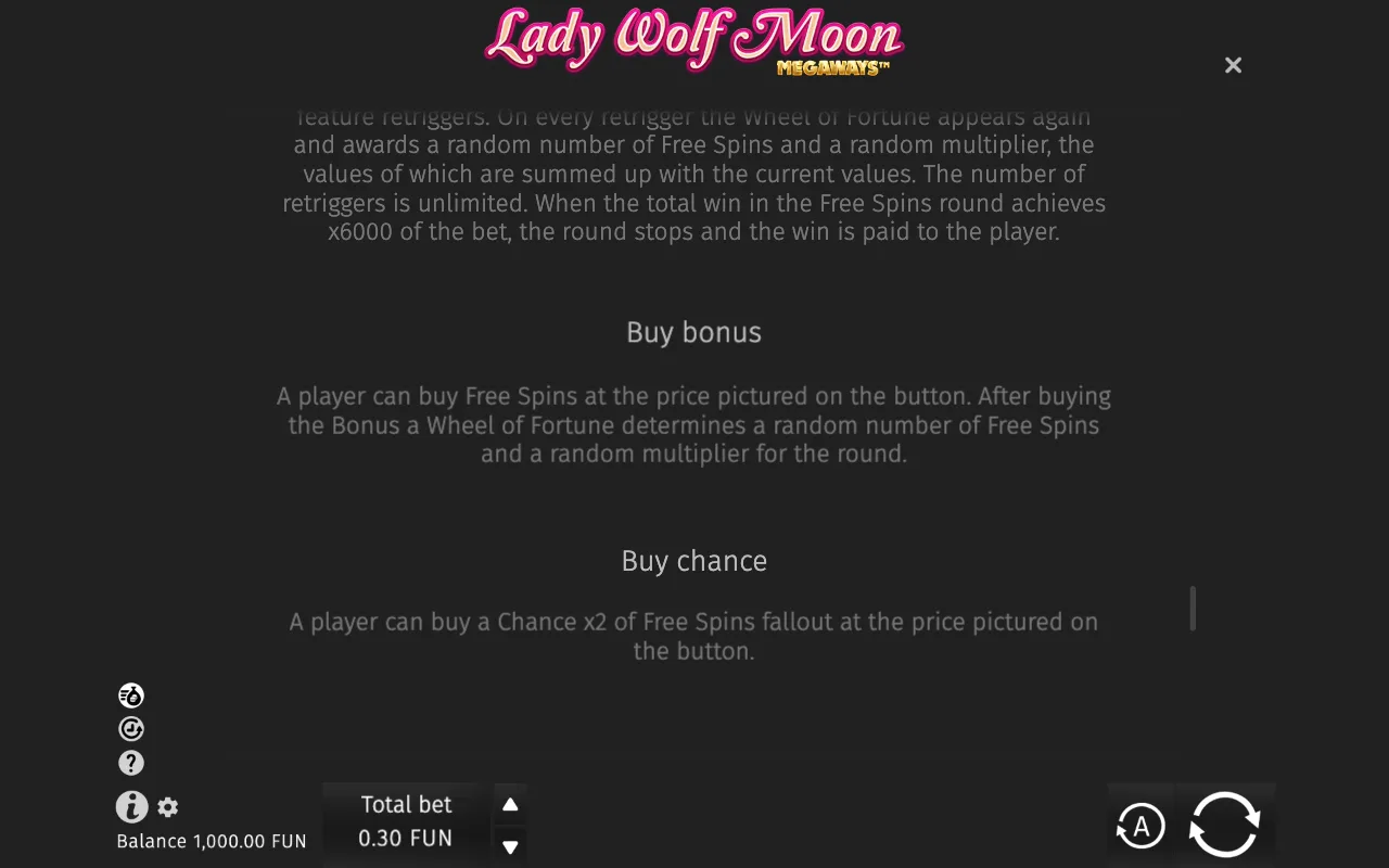 Game rules, page 5 — Lady Wolf Moon Megaways