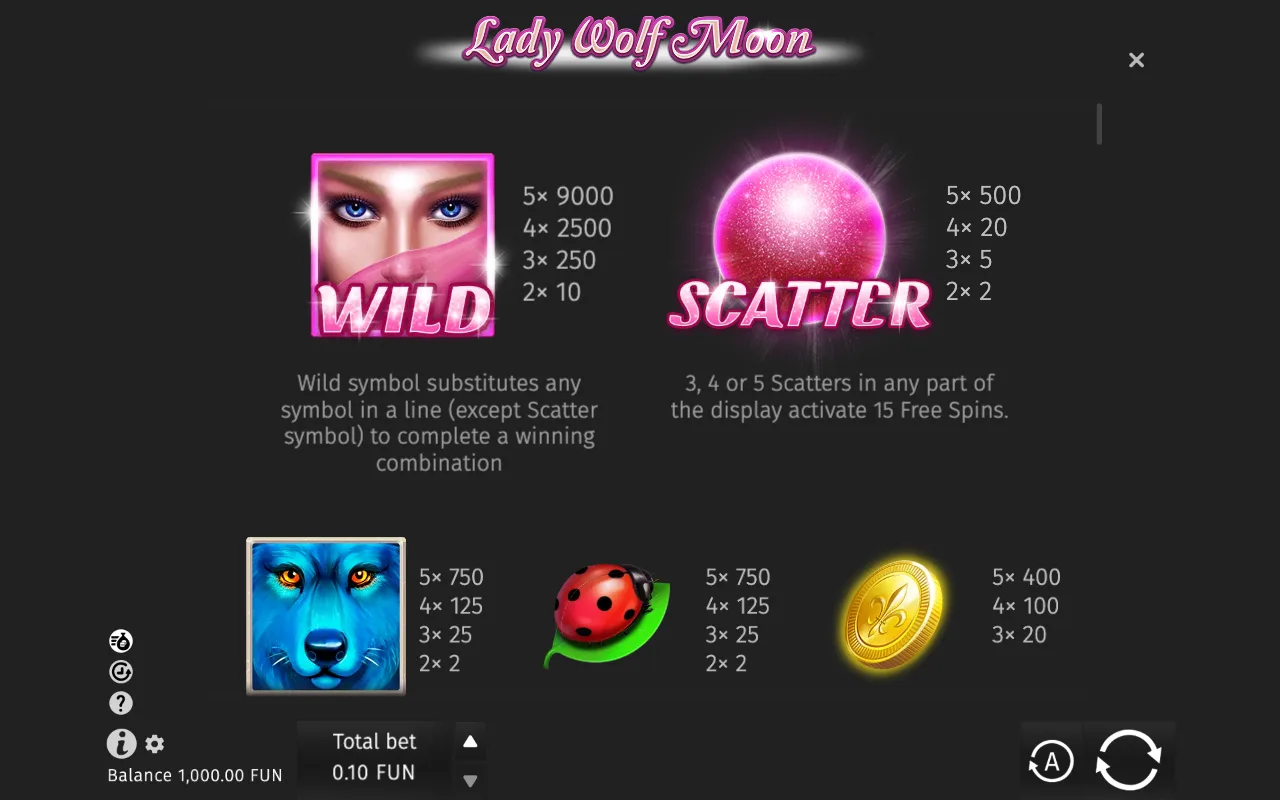 Game rules, page 1 — Lady Wolf Moon