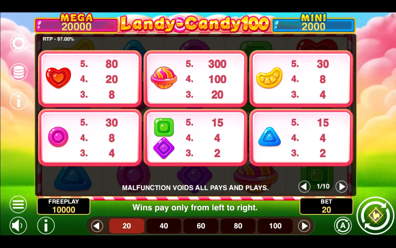 Game rules, page 1 — Landy Candy 100