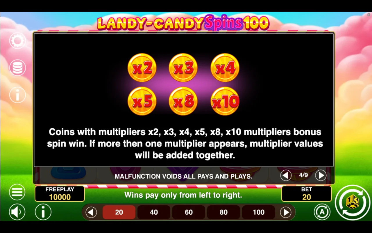 Game rules, page 4 — Landy Candy Spins 100