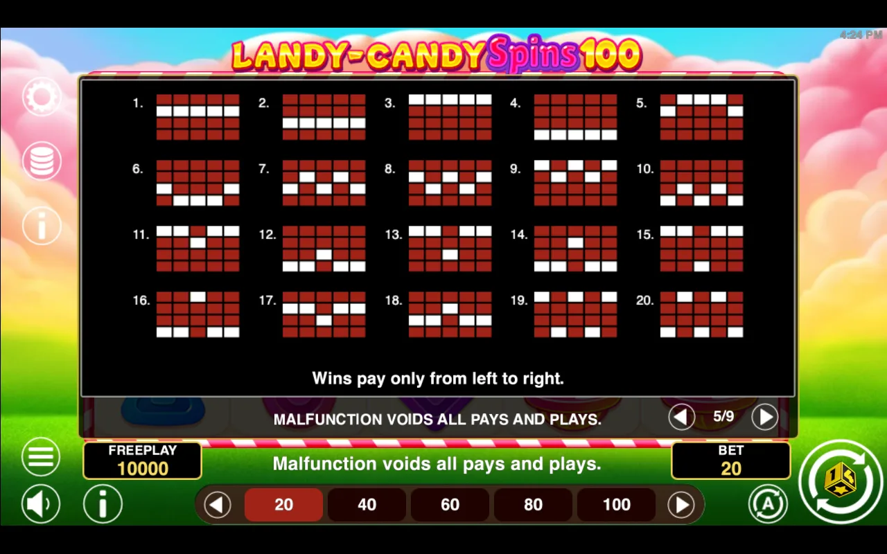 Game rules, page 5 — Landy Candy Spins 100