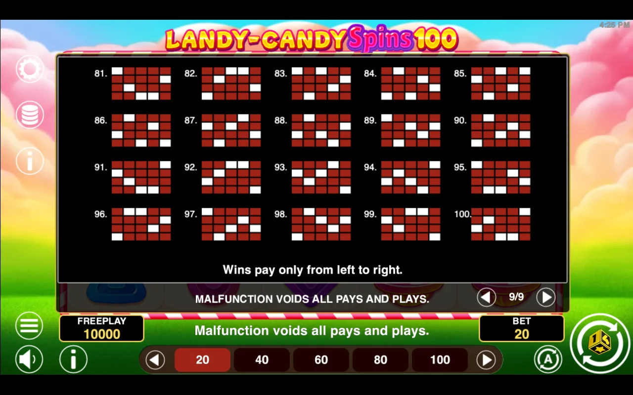 Game rules, page 9 — Landy Candy Spins 100