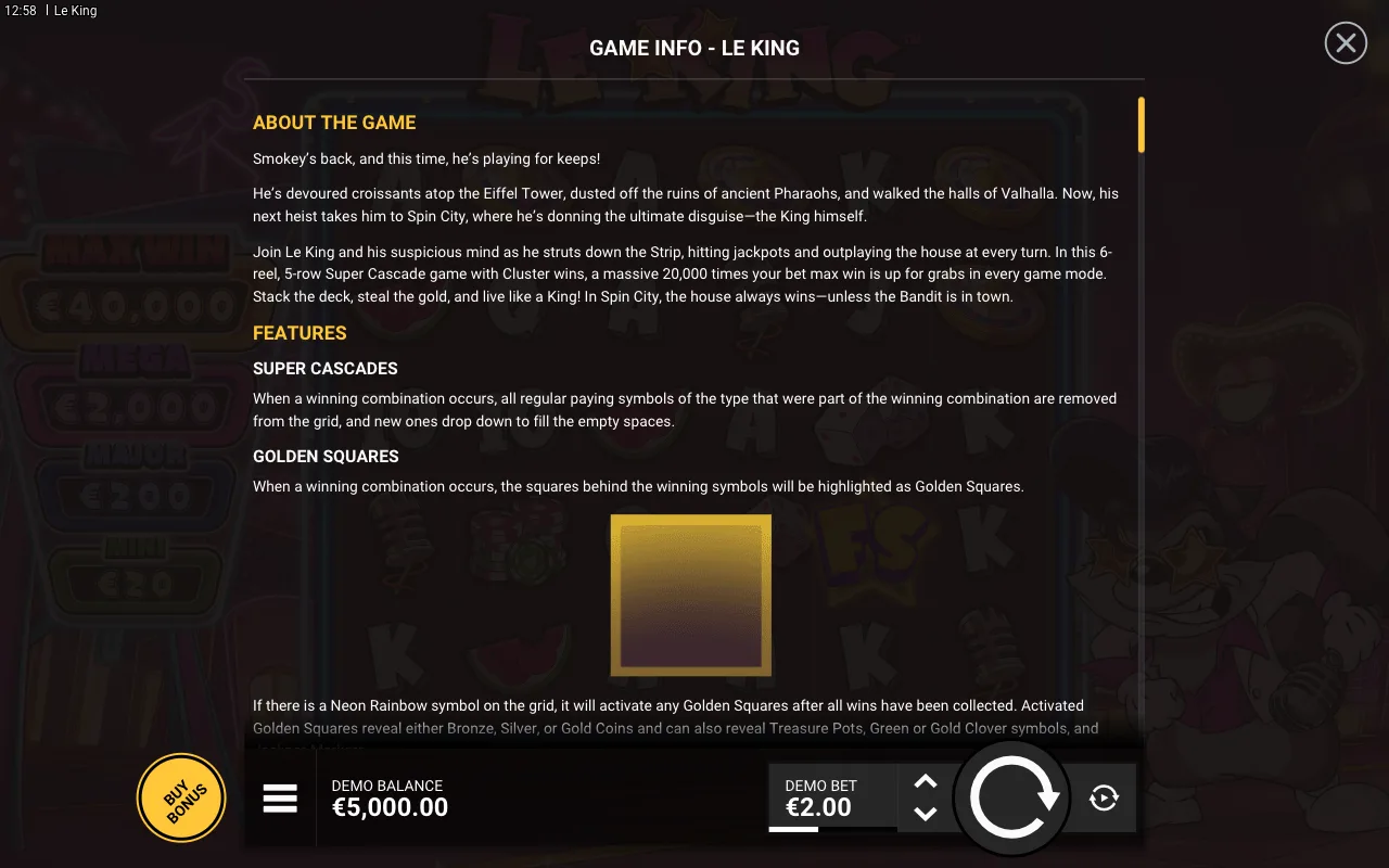 Game rules, page 1 — Le King