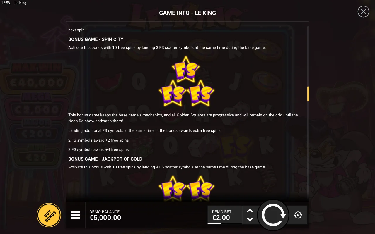 Game rules, page 5 — Le King