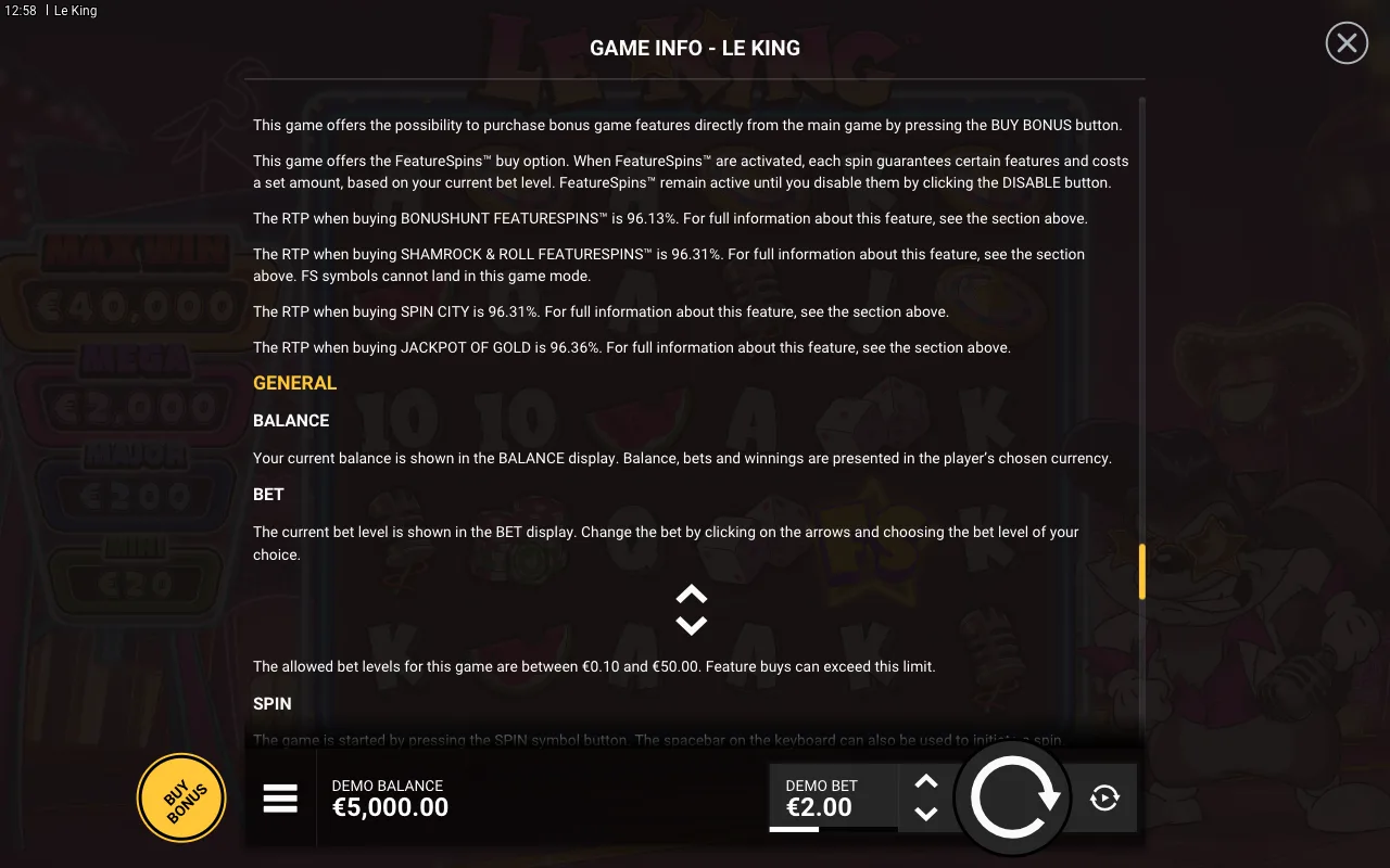 Game rules, page 9 — Le King