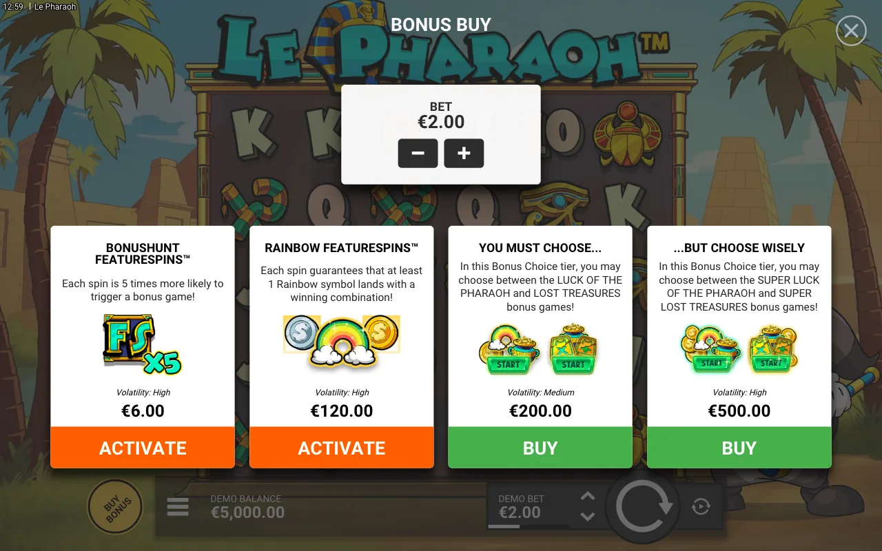 Buying the feature — Le Pharaoh