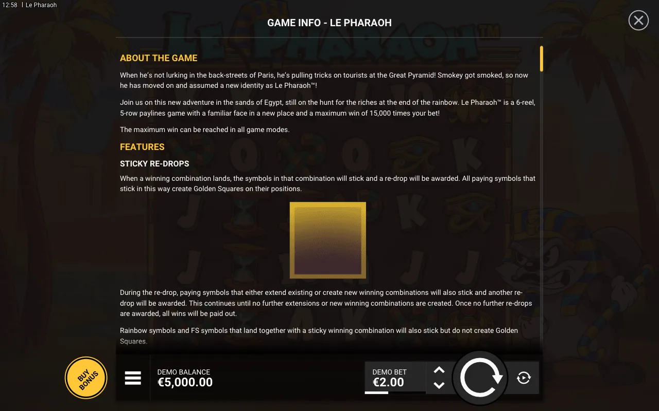 Game rules, page 1 — Le Pharaoh