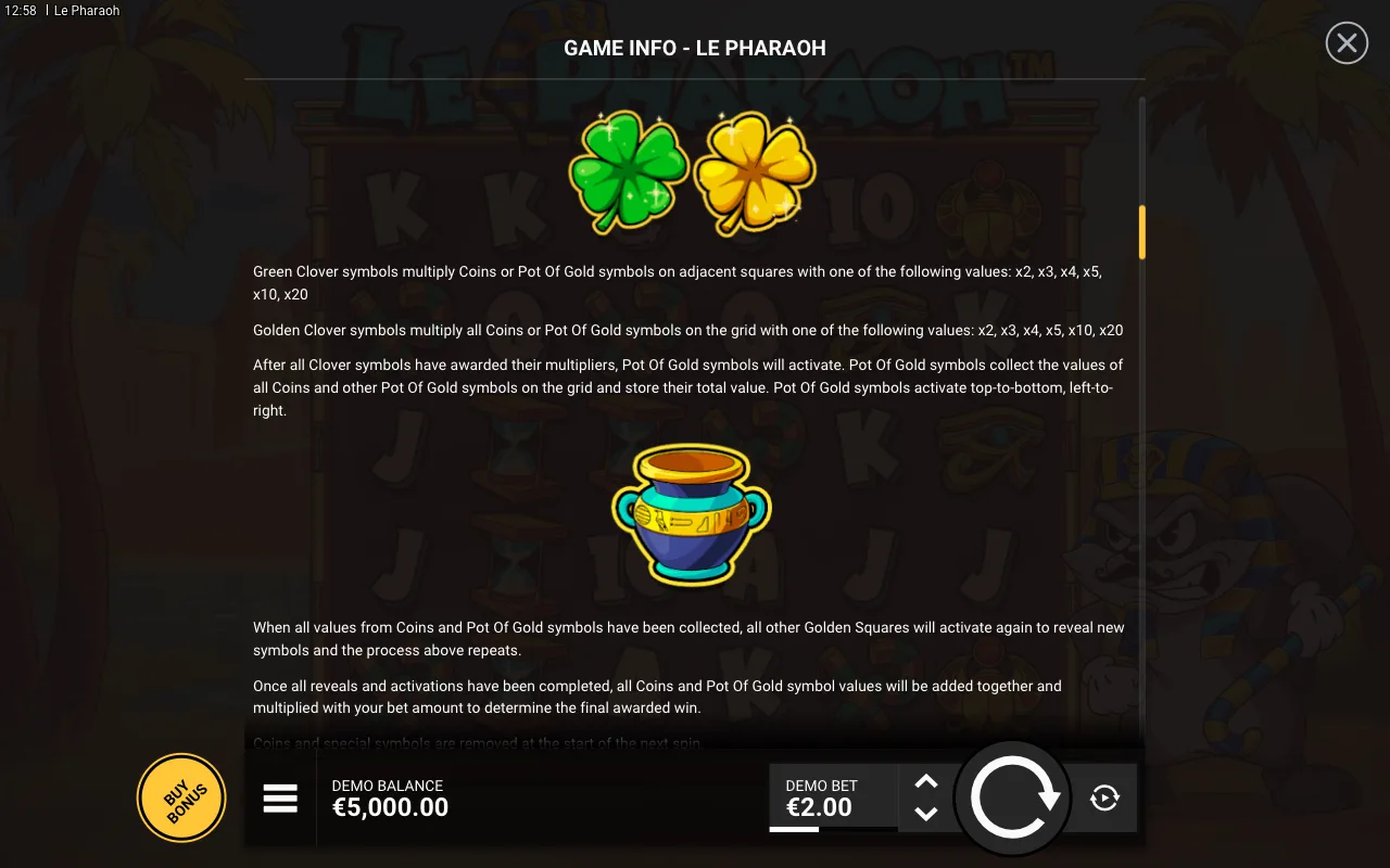 Game rules, page 3 — Le Pharaoh