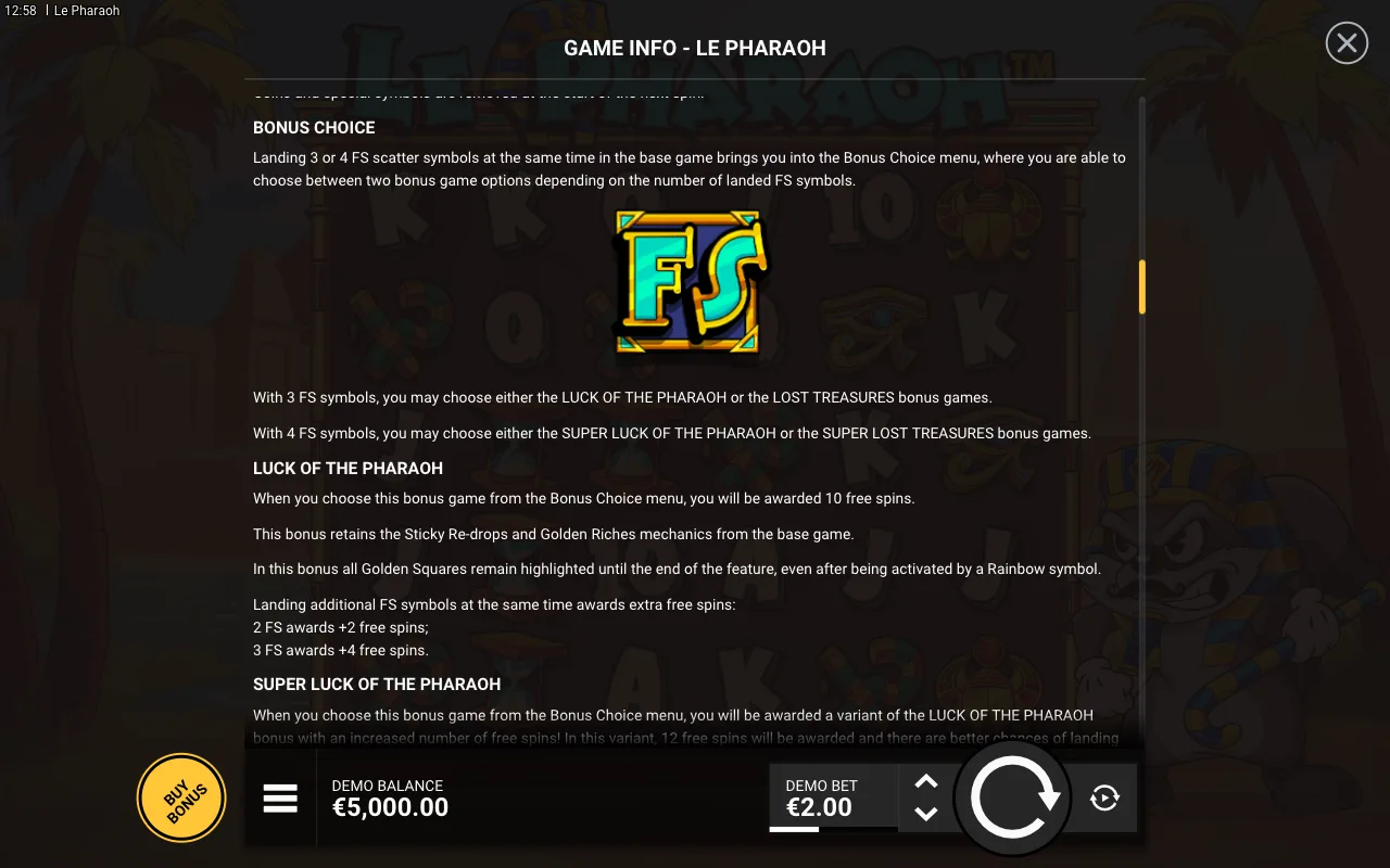 Game rules, page 4 — Le Pharaoh