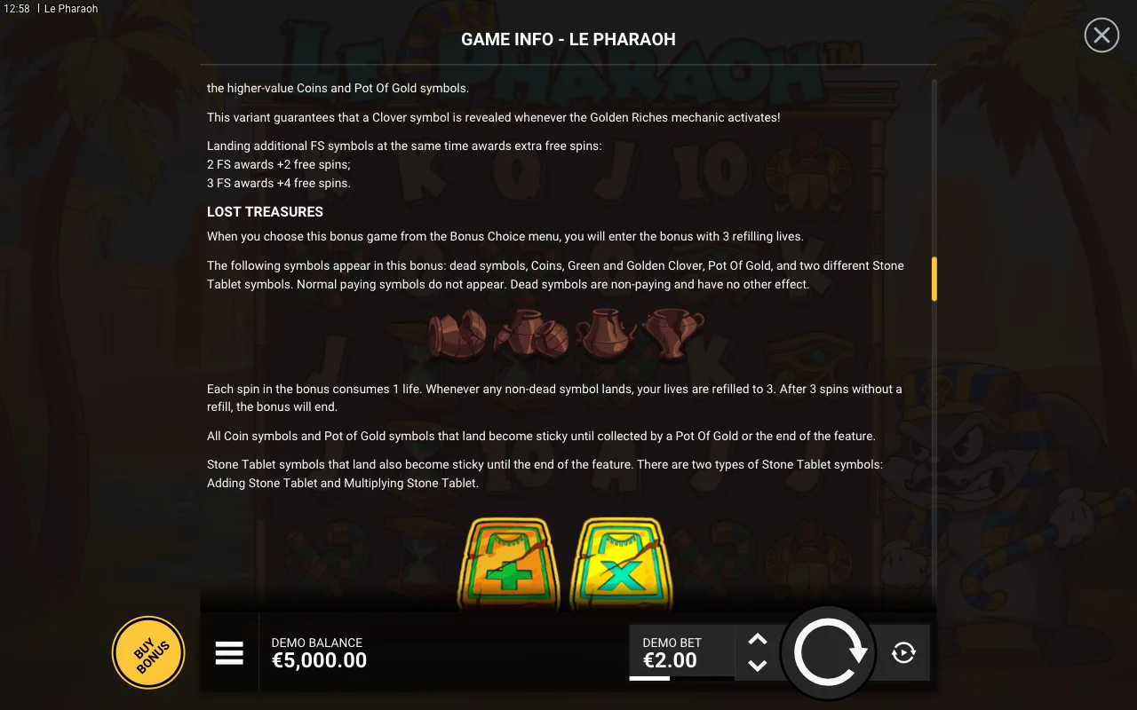 Game rules, page 5 — Le Pharaoh