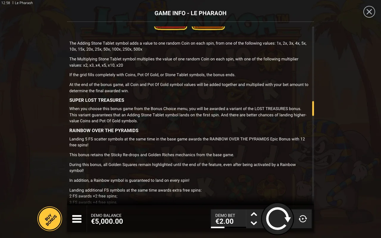 Game rules, page 6 — Le Pharaoh