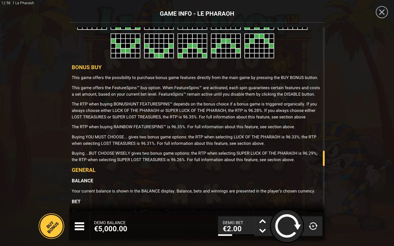 Bonus buy — Le Pharaoh