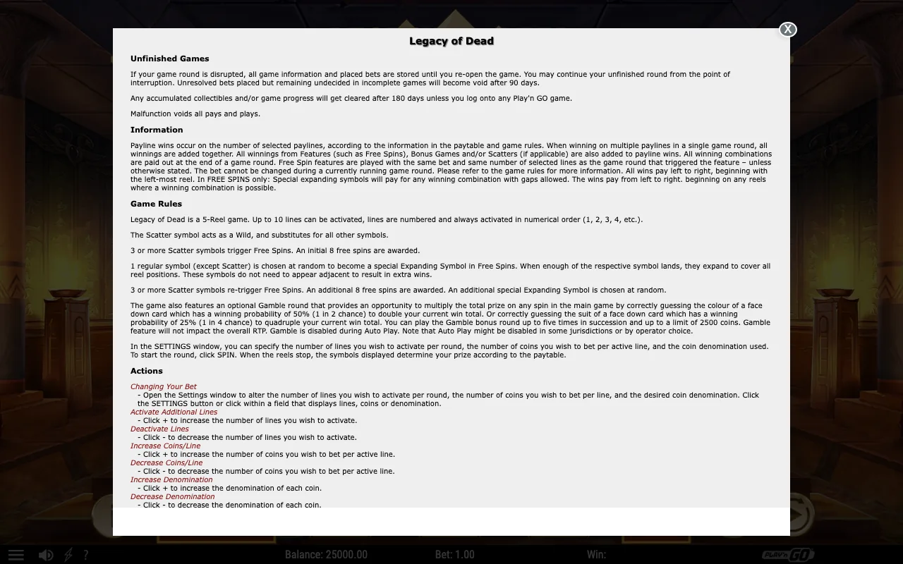 Game rules, page 1 — Legacy of Dead