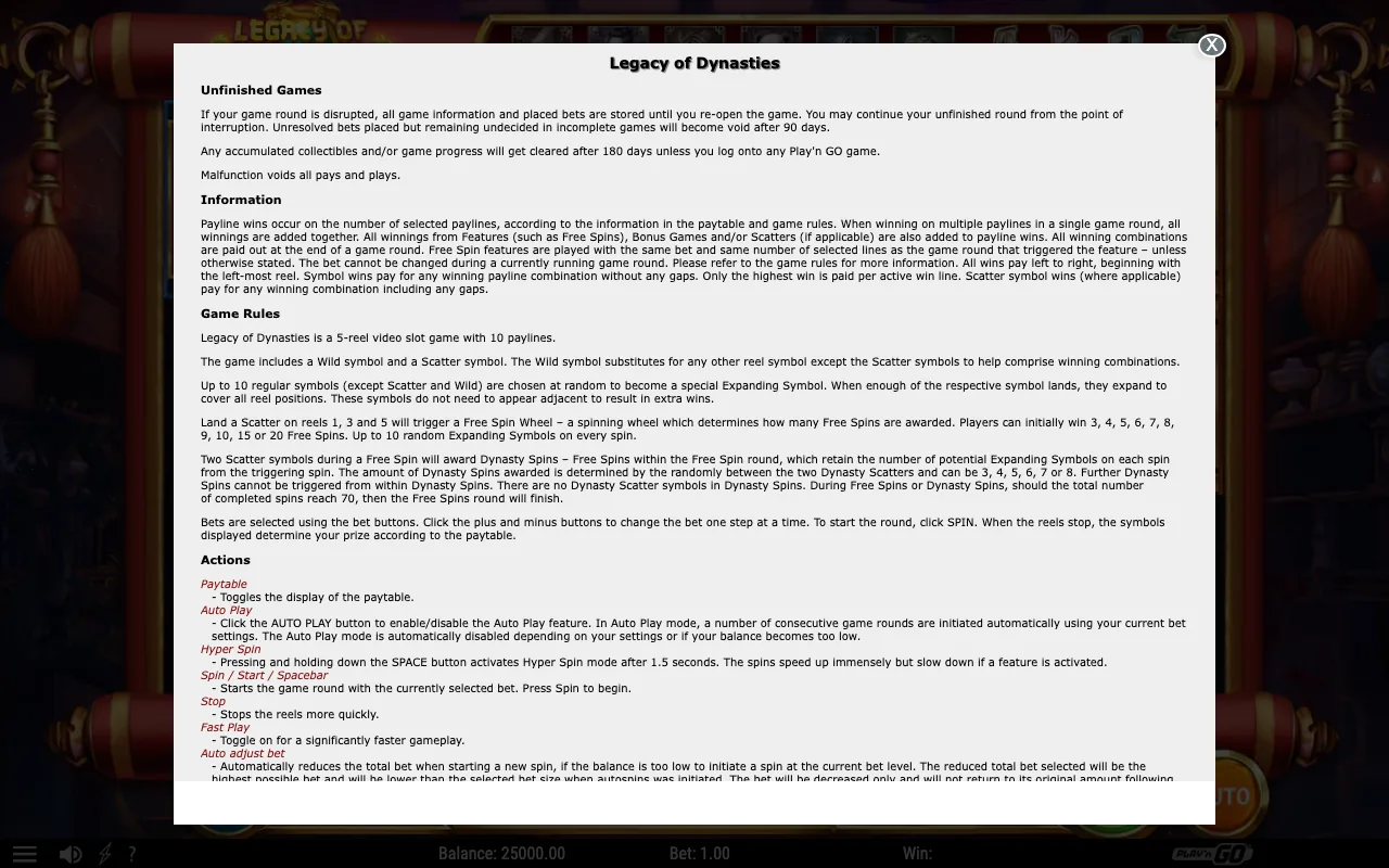 Game rules, page 1 — Legacy of Dynasties