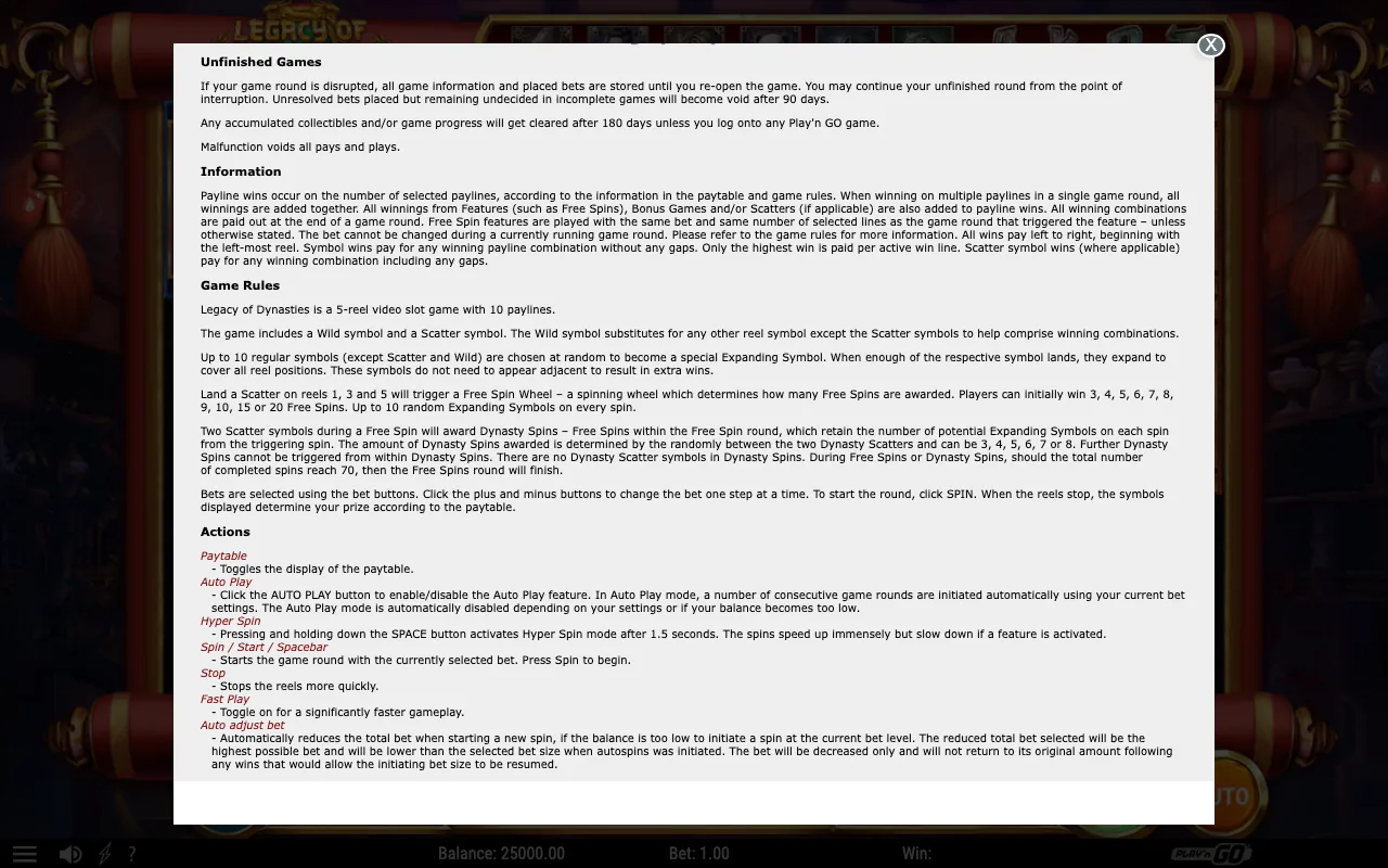 Game rules, page 2 — Legacy of Dynasties