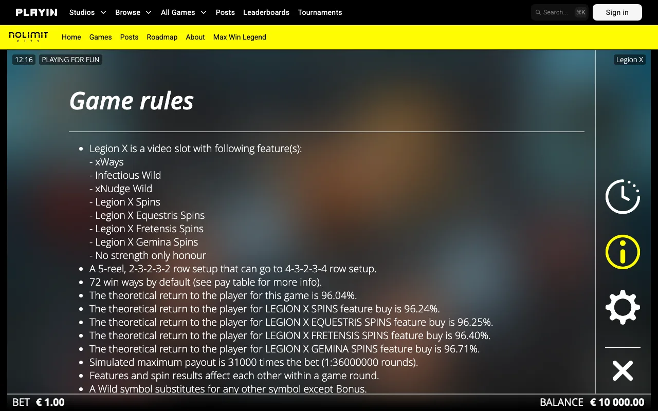 Game rules, page 1 — Legion X