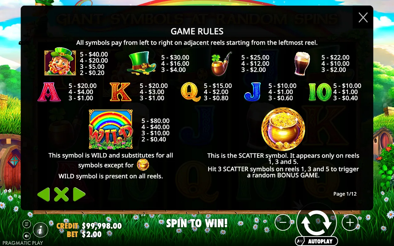 Game rules — Leprechaun Song