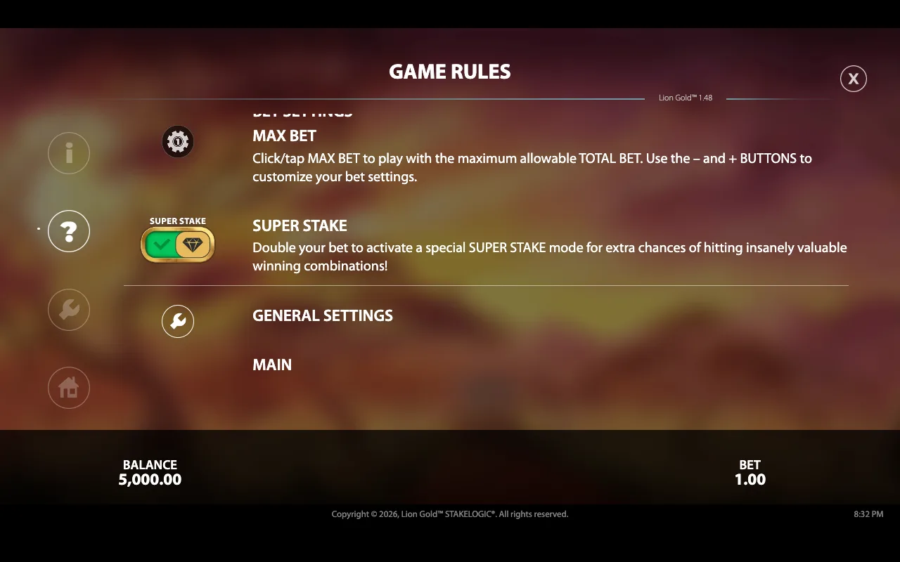 Game rules — Lion Gold