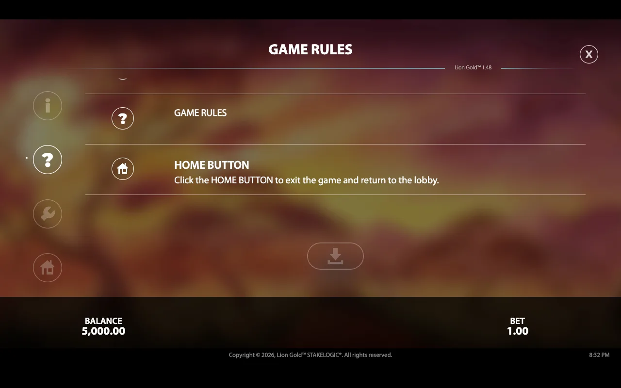 Game rules — Lion Gold