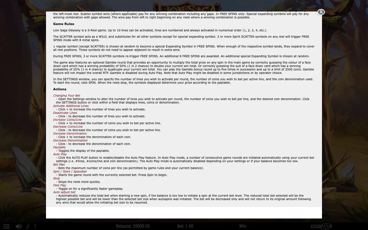 Game rules, page 2 — Lion Saga Odyssey